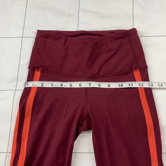 Lululemon Leggings Womens 4 Red Zip the Line Cropped Mesh Sheer Gym Run Athletic - Picture 9 of 11